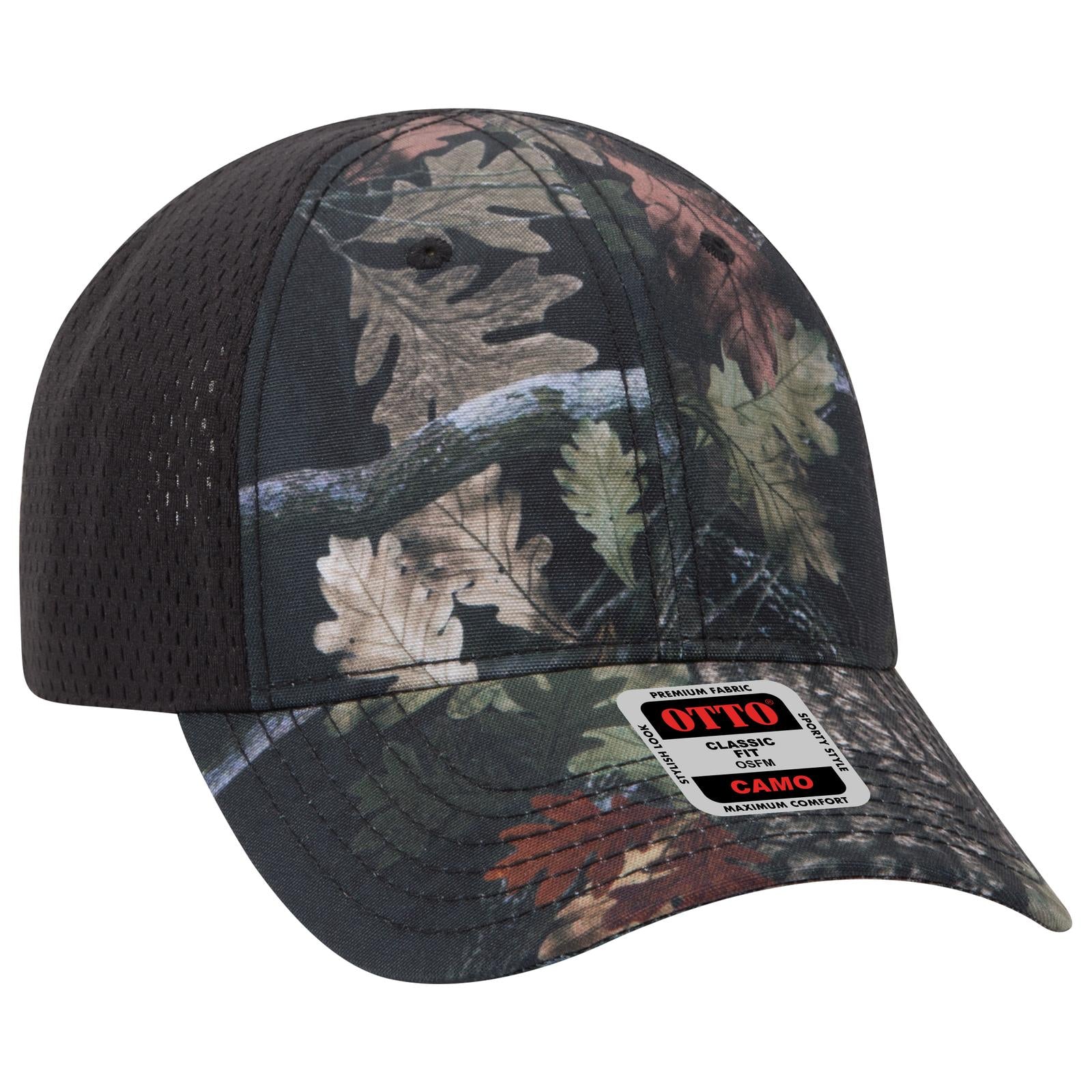 Front View of NP0303 - Blk/Blk OTTO CAP Camouflage 6 Panel Low Profile Baseball Cap