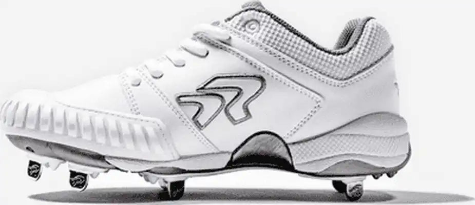 Rip-it Ringor Flite Women’s Metal Softball Cleats with Pitching Toe - White