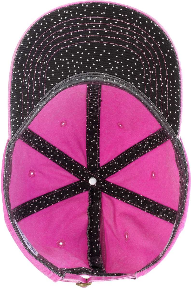 Rose/ Polka Dots Women's Pigment-Dyed with Fashion Undervisor Cap - CASSIE