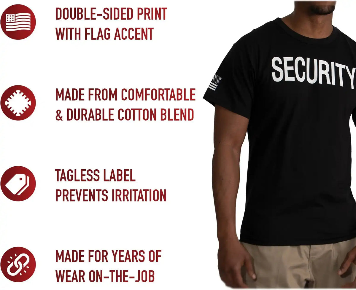 Rothco 2-sided Security T-shirt with us Flag on Sleeve - Black