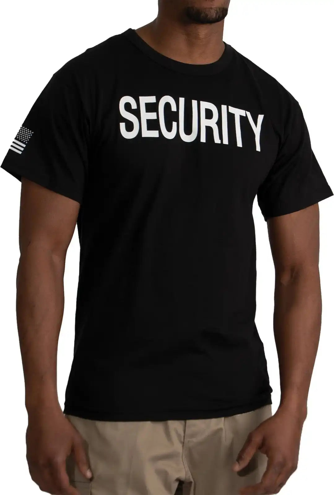 Rothco 2-sided Security T-shirt with us Flag on Sleeve - Black