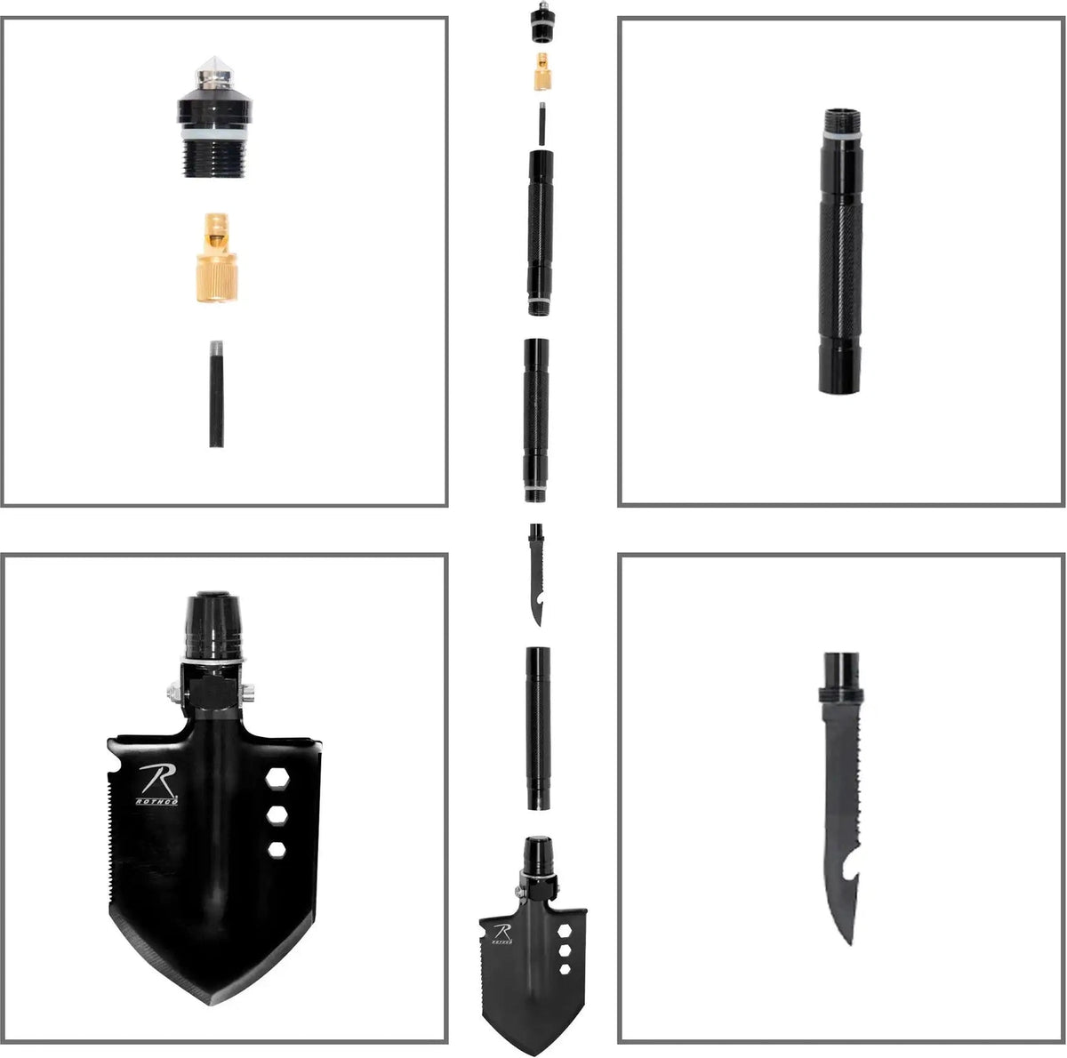 Rothco 8 in 1 Multi Tool Survival Shovel / Portable Camping Entrenching Stainless Steel