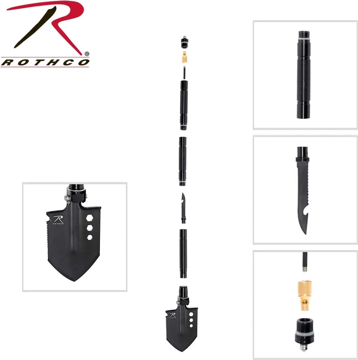 Rothco 8 in 1 Multi Tool Survival Shovel / Portable Camping Entrenching Stainless Steel