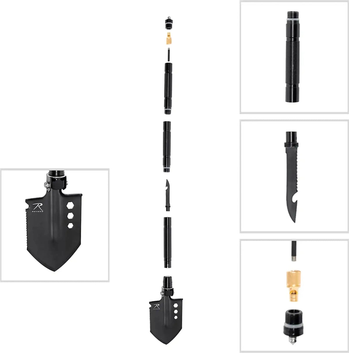 Rothco 8 in 1 Multi Tool Survival Shovel / Portable Camping Entrenching Stainless Steel