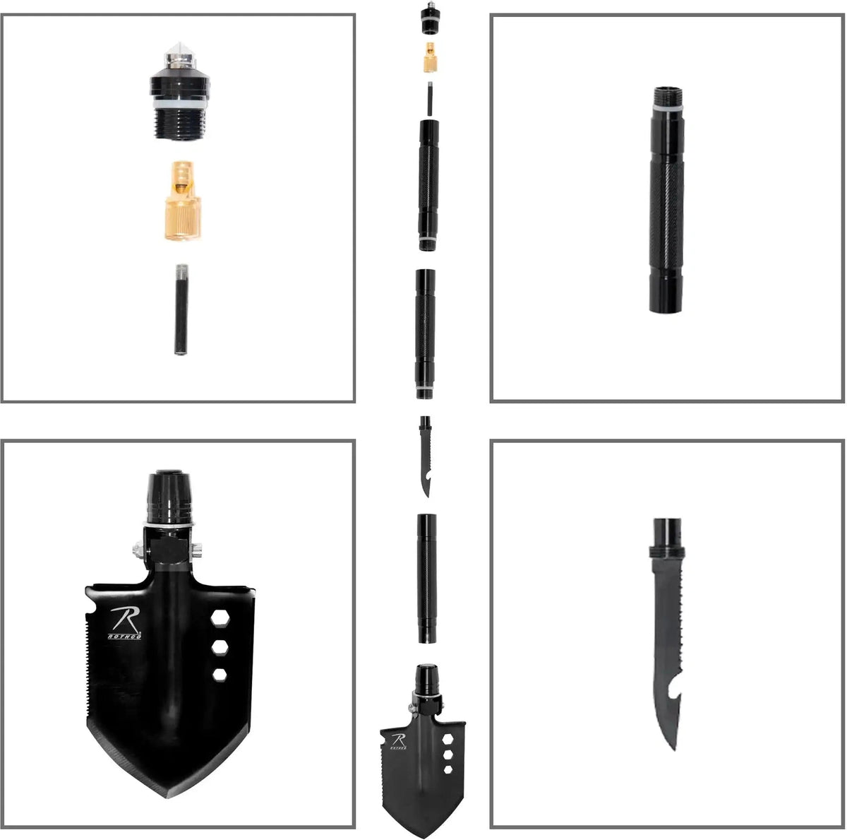 Rothco 8 in 1 Multi Tool Survival Shovel / Portable Camping Entrenching Stainless Steel