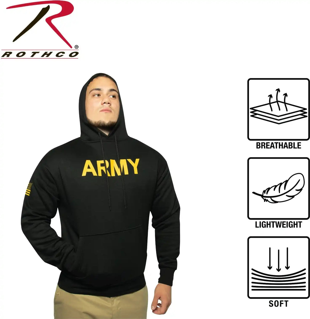 Rothco Army Printed Pullover Hoodie - Black