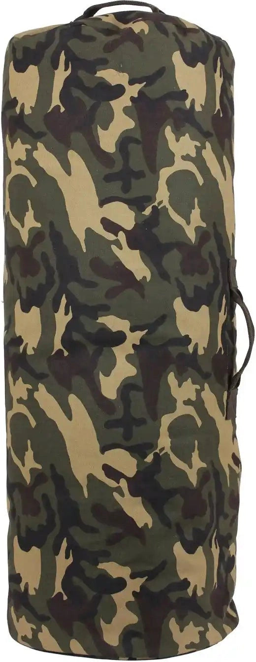 Rothco Canvas Duffle Bag with Side Zipper - Woodland Camo / 25’’ x 42’’