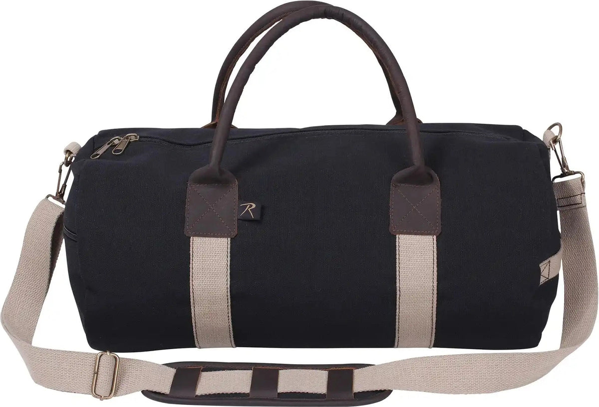 Rothco Canvas & Leather Gym Duffle Bag - Black