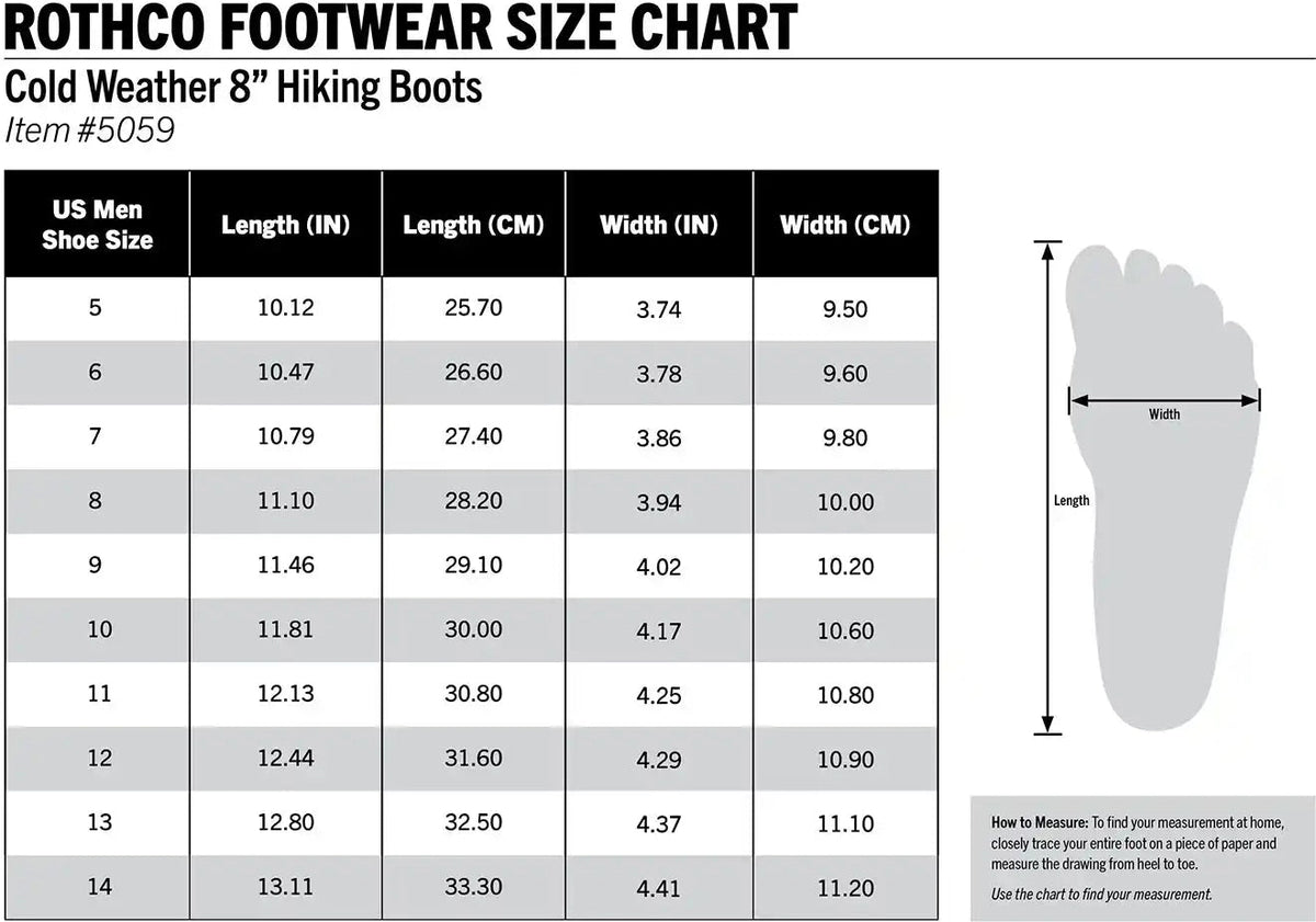 Rothco Cold Weather Hiking Boots - 8 Inch