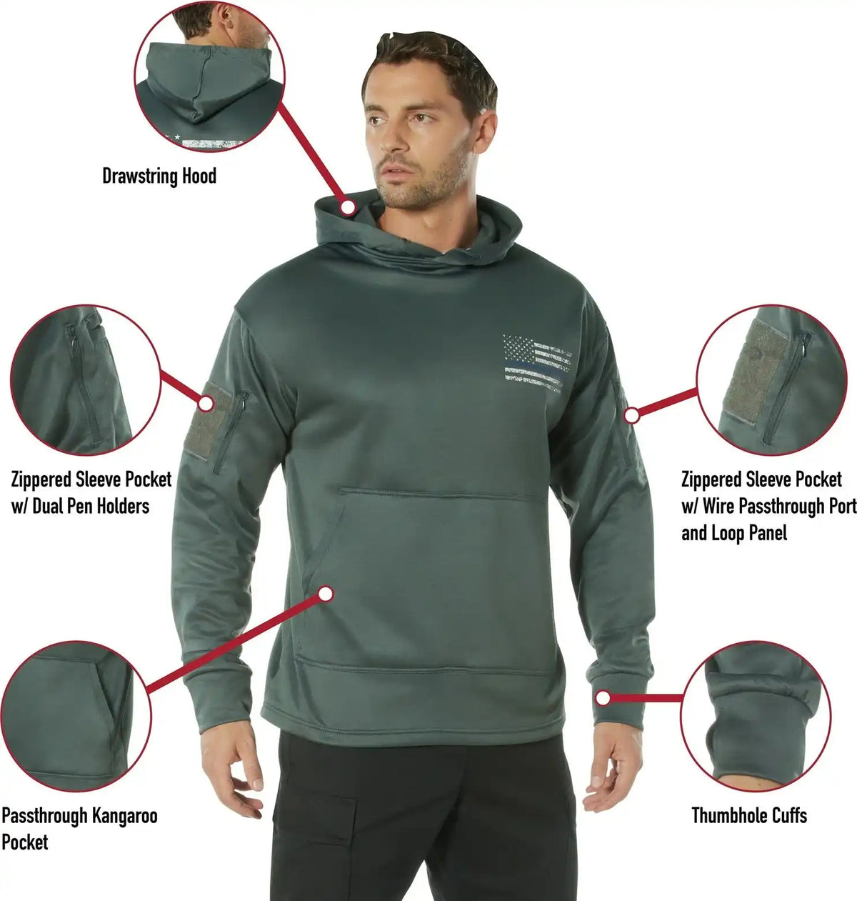 Rothco Concealed Carry Thin Blue Line Hoodie