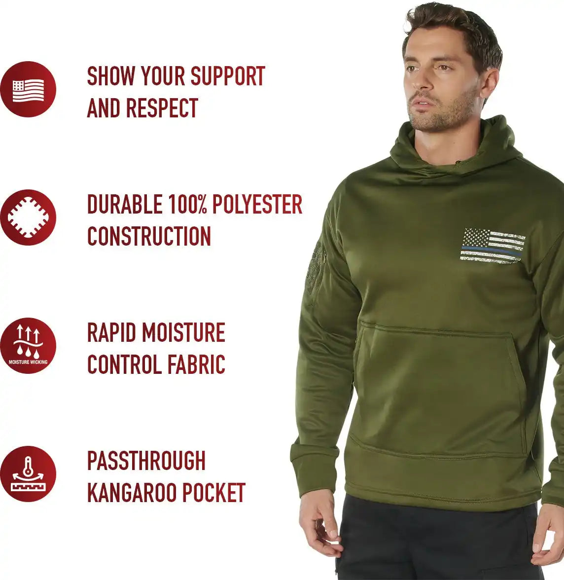 Rothco Concealed Carry Thin Blue Line Hoodie