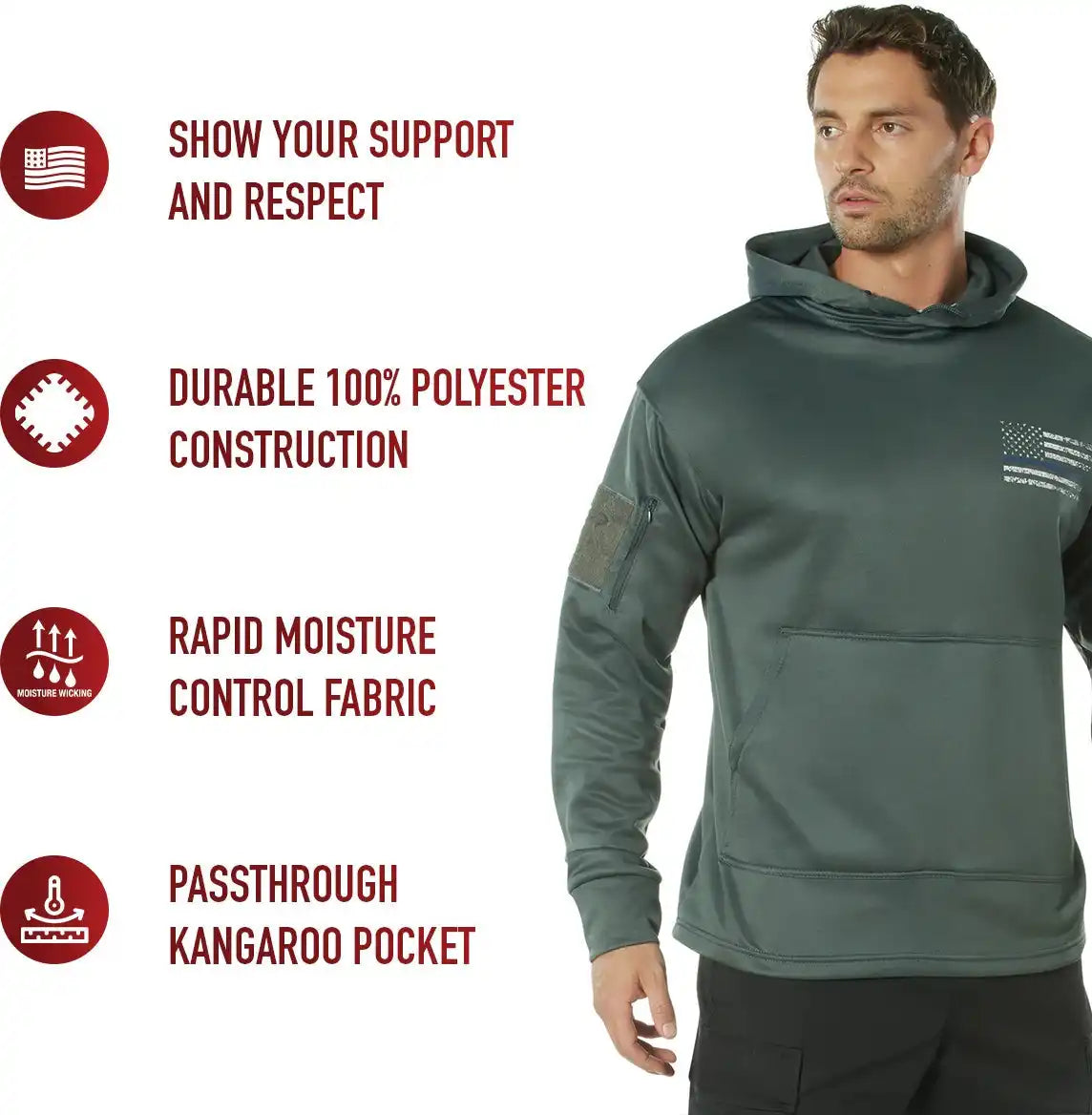 Rothco Concealed Carry Thin Blue Line Hoodie