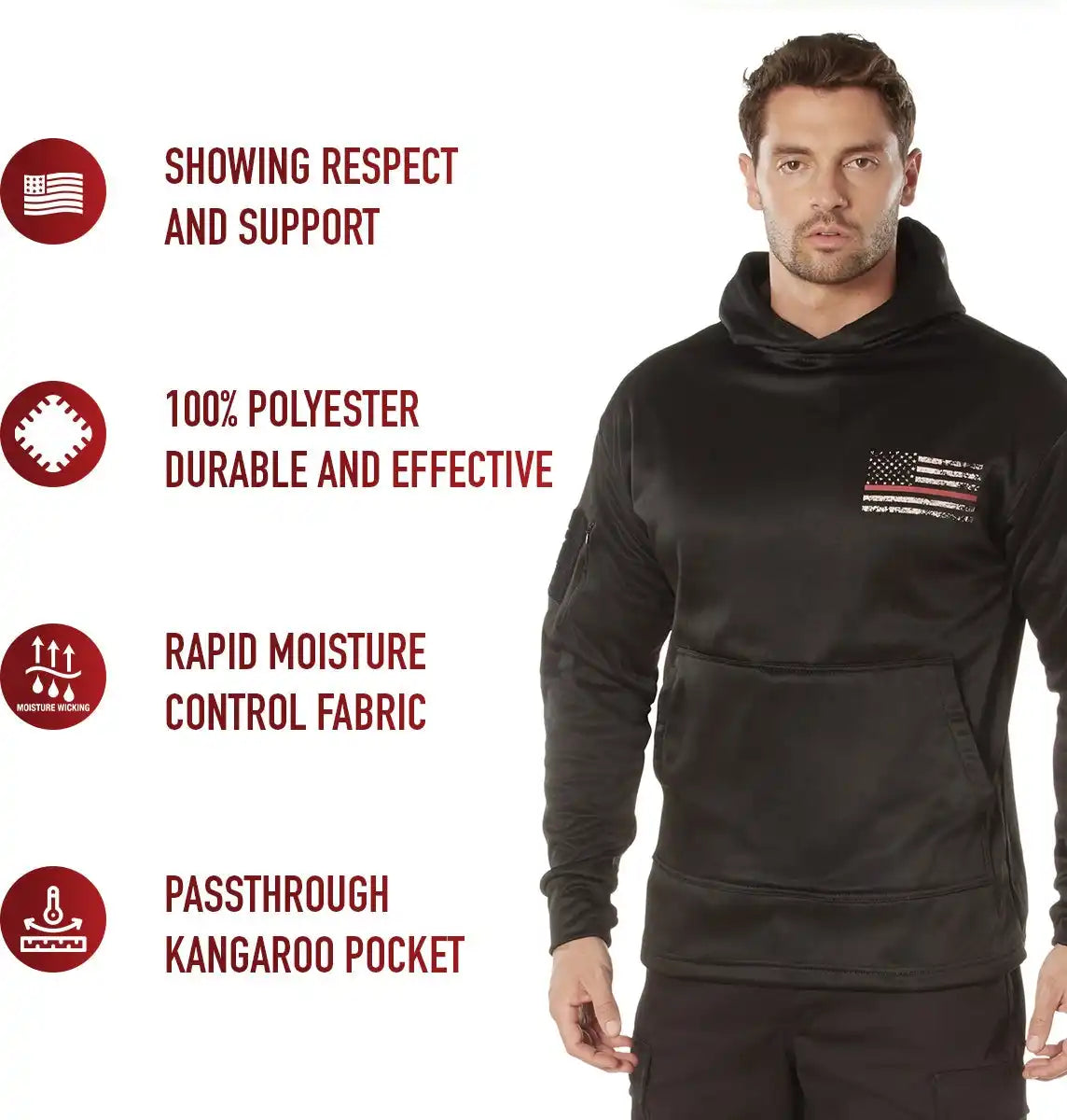 Rothco Concealed Carry Thin Red Line Hoodie