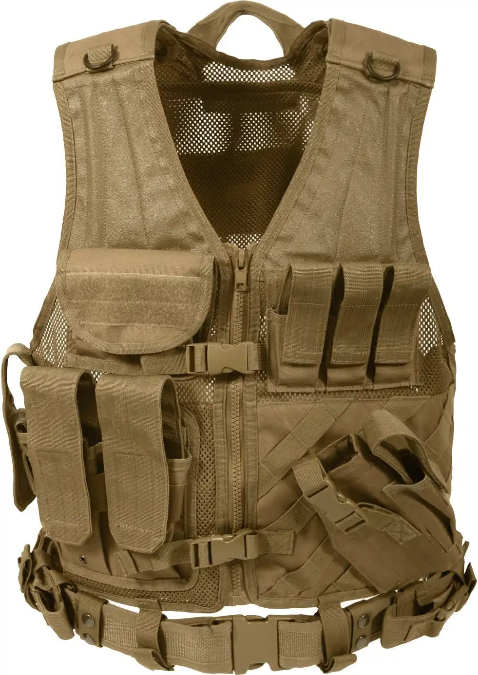 Rothco Cross Draw Molle Tactical Vest - Coyote Brown / Regular