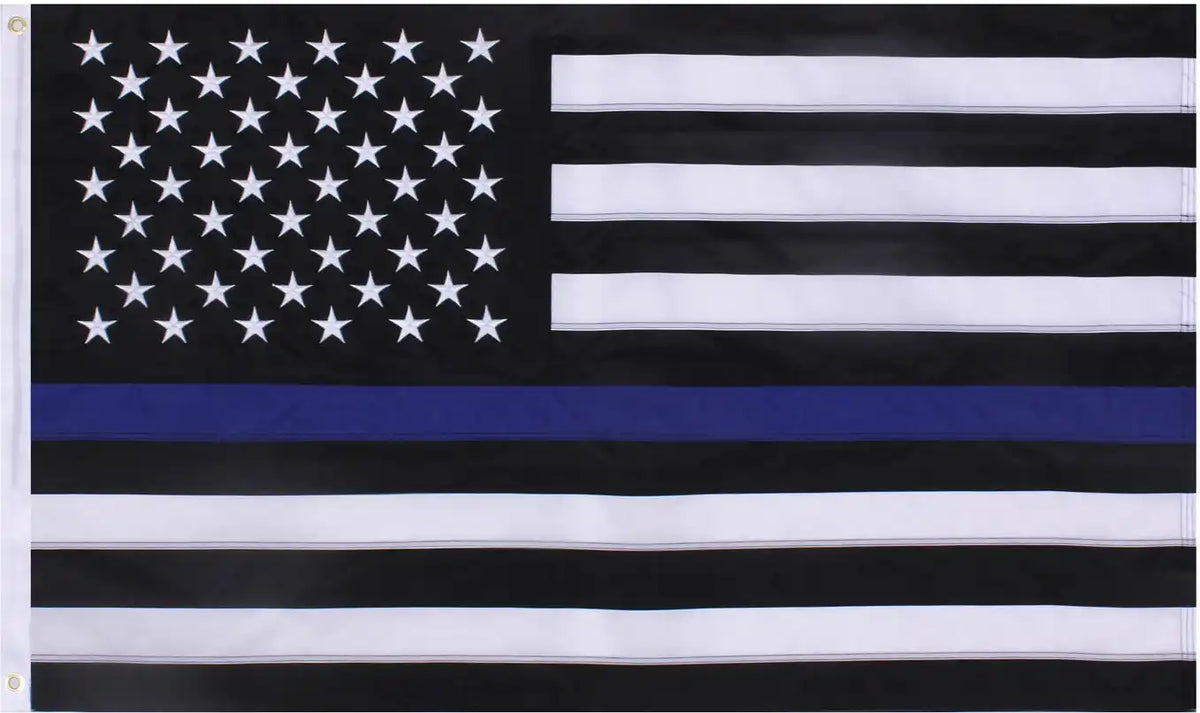 Rothco Deluxe Thin Blue Line Flag Black / 3’ x 5’