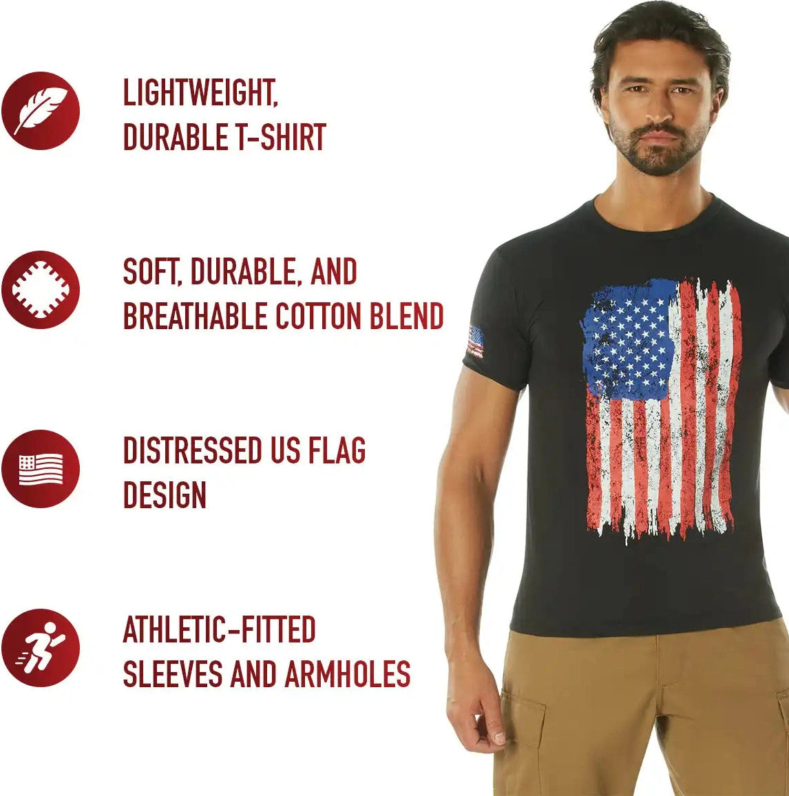 Rothco Distressed us Flag Athletic Fit T-shirt