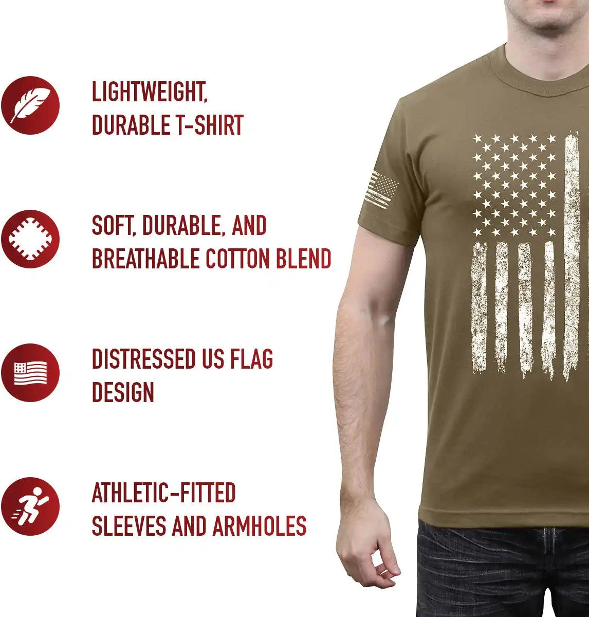 Rothco Distressed us Flag Athletic Fit T-shirt
