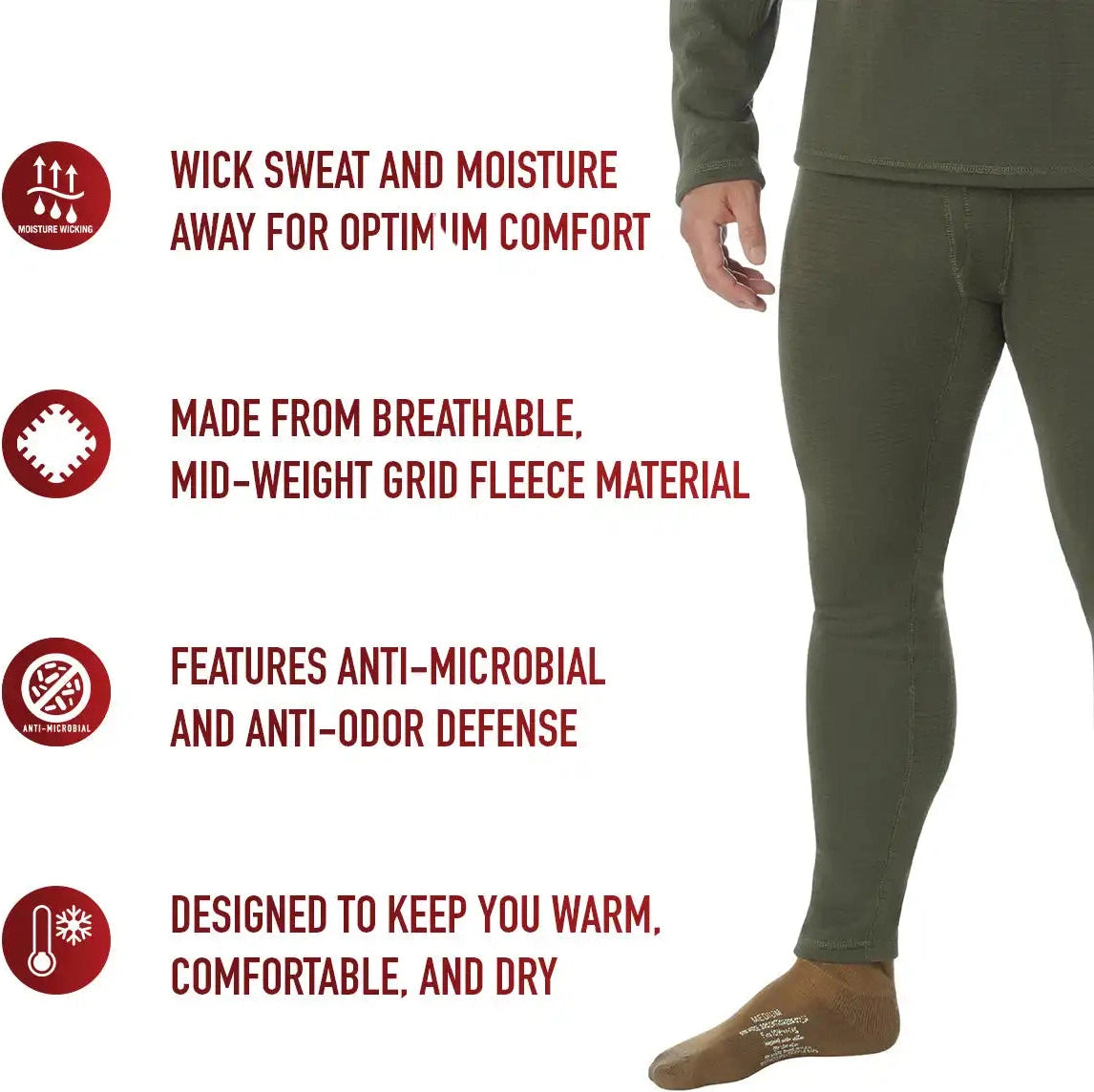 Rothco Ecwcs Gen Iii Mid-weight Underwear Bottoms (level Ii)