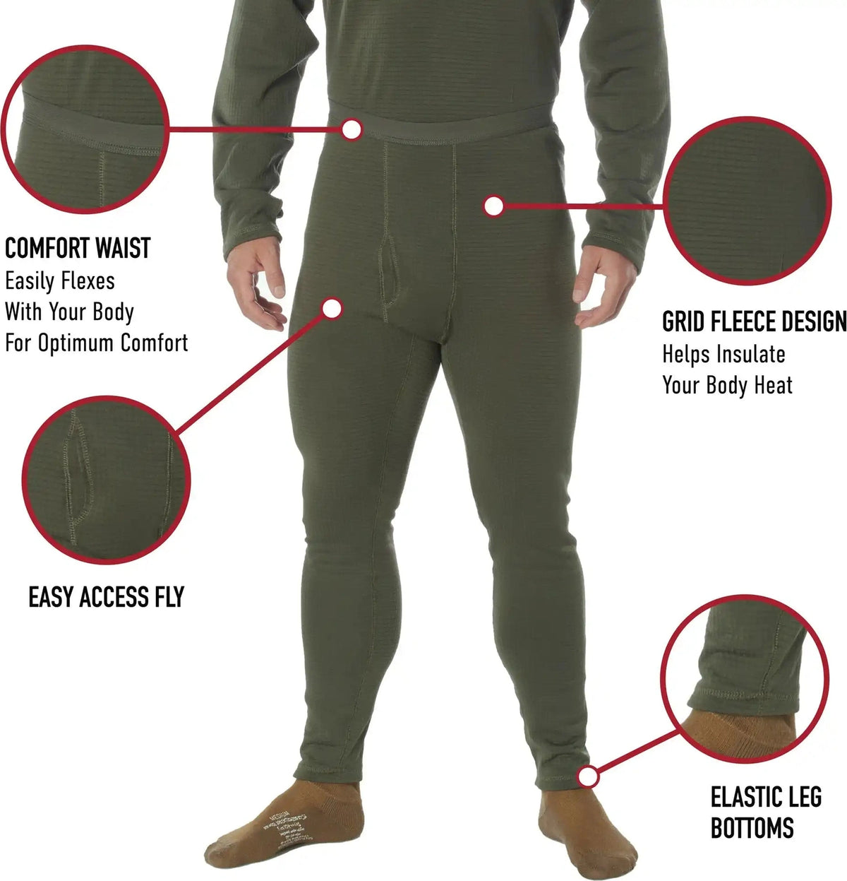 Rothco Ecwcs Gen Iii Mid-weight Underwear Bottoms (level Ii)