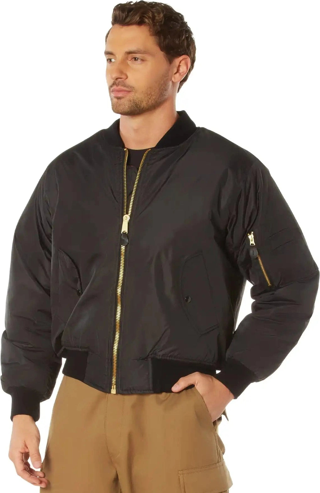 Rothco Enhanced Nylon Ma-1 Flight Jacket - Black / Xs