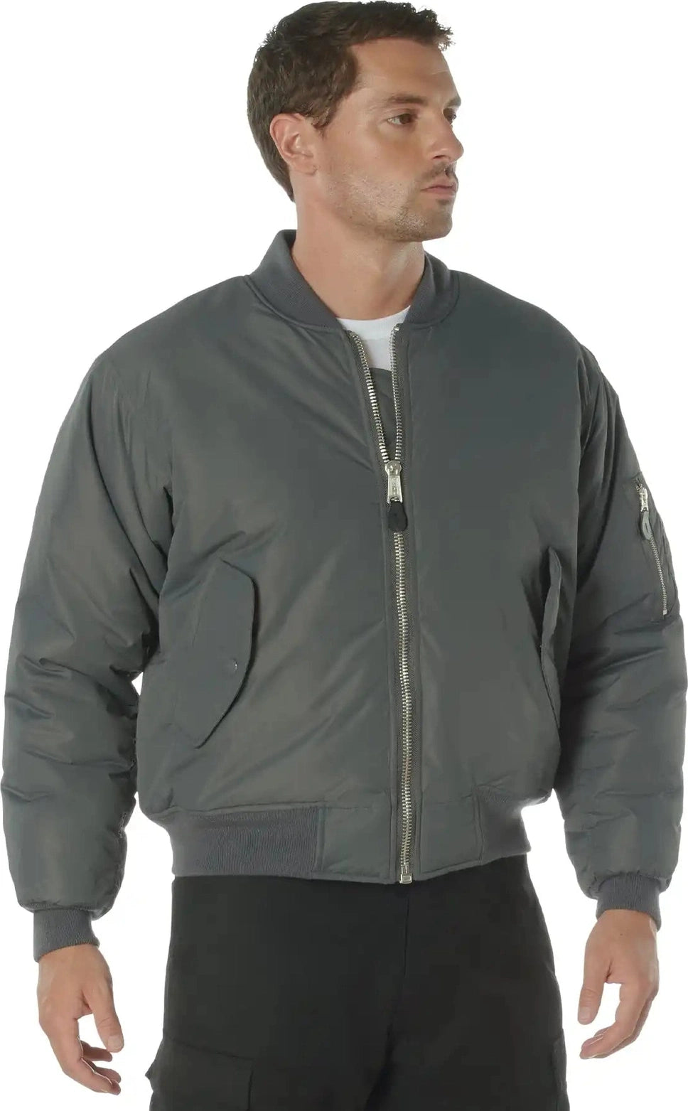 Rothco Enhanced Nylon Ma-1 Flight Jacket - Gunmetal Grey / s