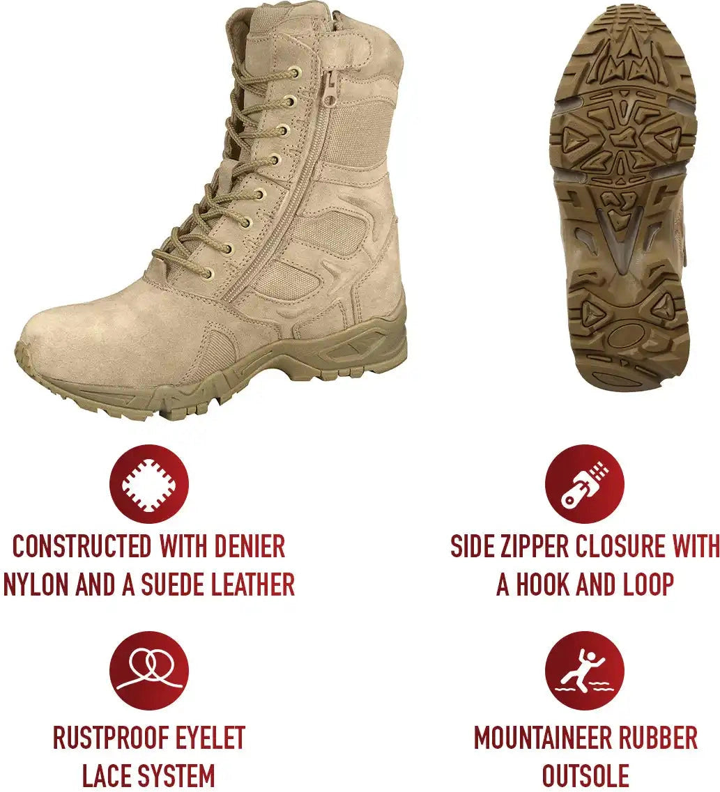 Rothco Forced Entry Deployment Boots with Side Zipper - 8 Inch