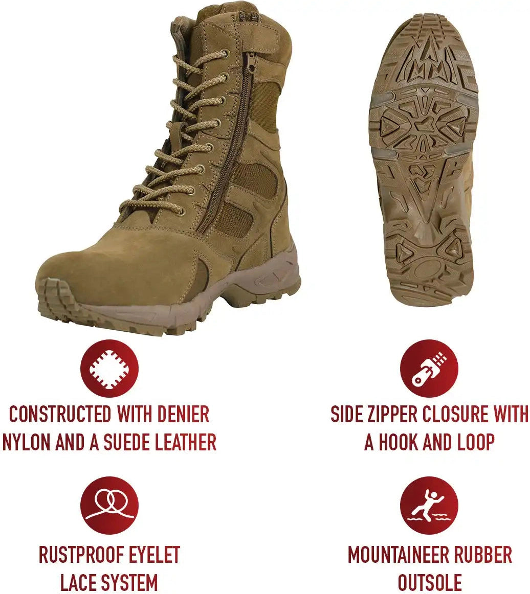 Rothco Forced Entry Deployment Boots with Side Zipper - 8 Inch