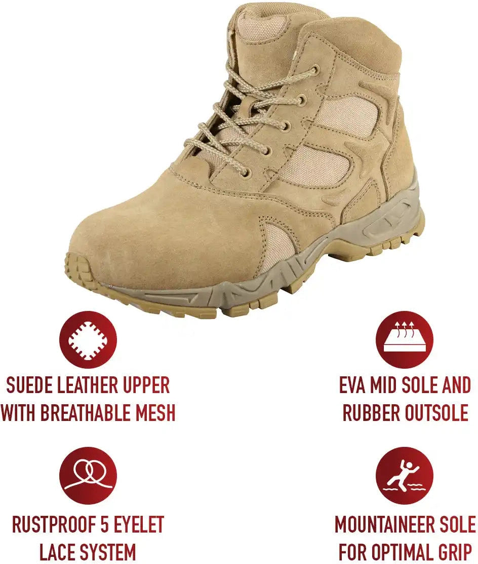 Rothco Forced Entry Desert Tan Deployment Boot - 6 Inch - Regular