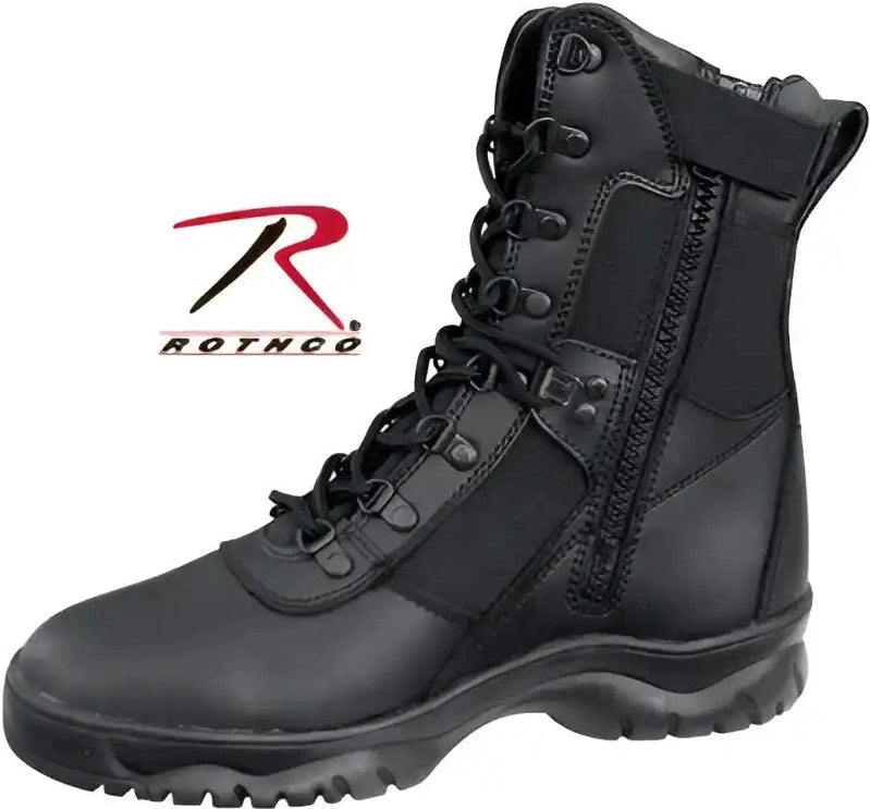 Rothco Forced Entry Tactical Boot with Side Zipper 8 Inch Black / 8.5