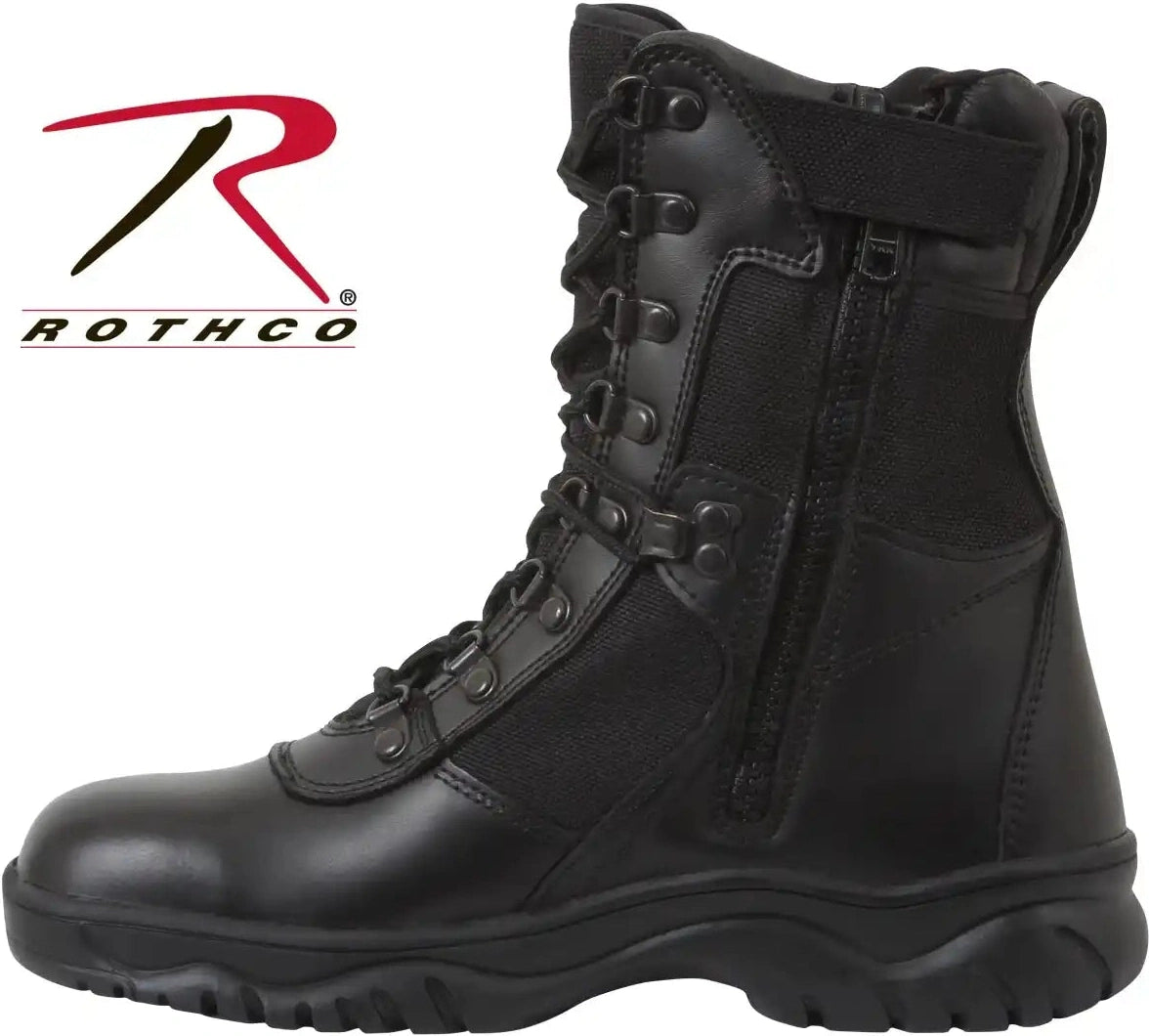 Rothco Forced Entry Tactical Boot with Side Zipper 8 Inch Black / 8.5