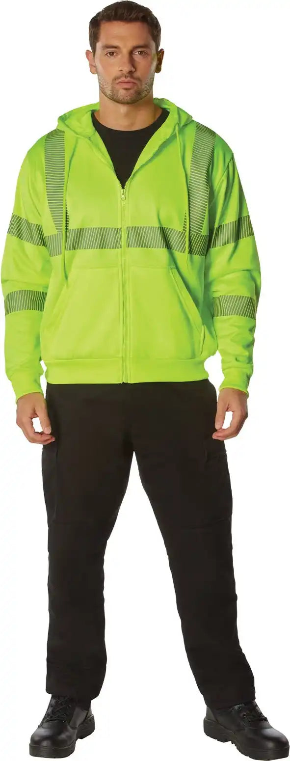 Rothco Hi Vis Performance Zipper Sweatshirt Safety Green