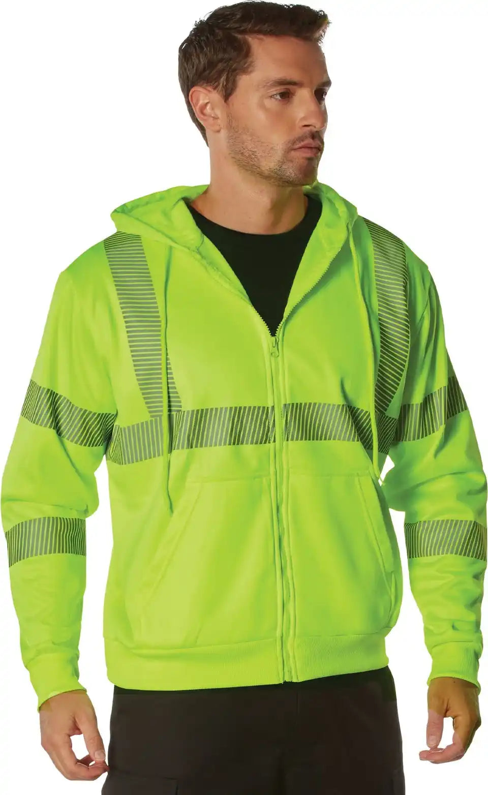 Rothco Hi Vis Performance Zipper Sweatshirt Safety Green