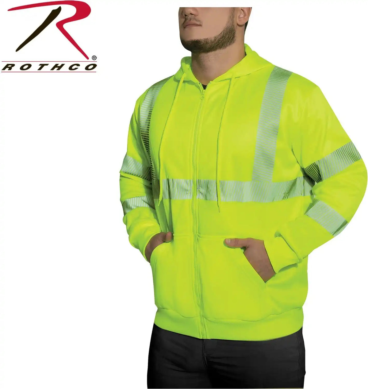 Rothco Hi Vis Performance Zipper Sweatshirt Safety Green