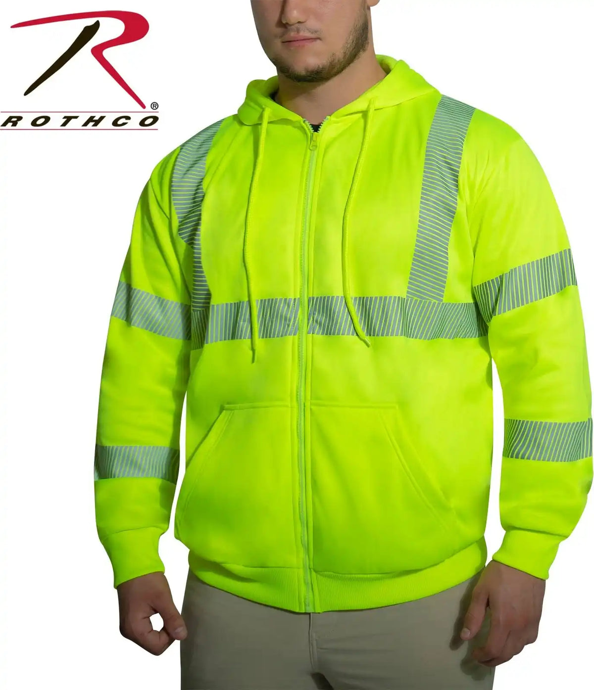Rothco Hi Vis Performance Zipper Sweatshirt Safety Green