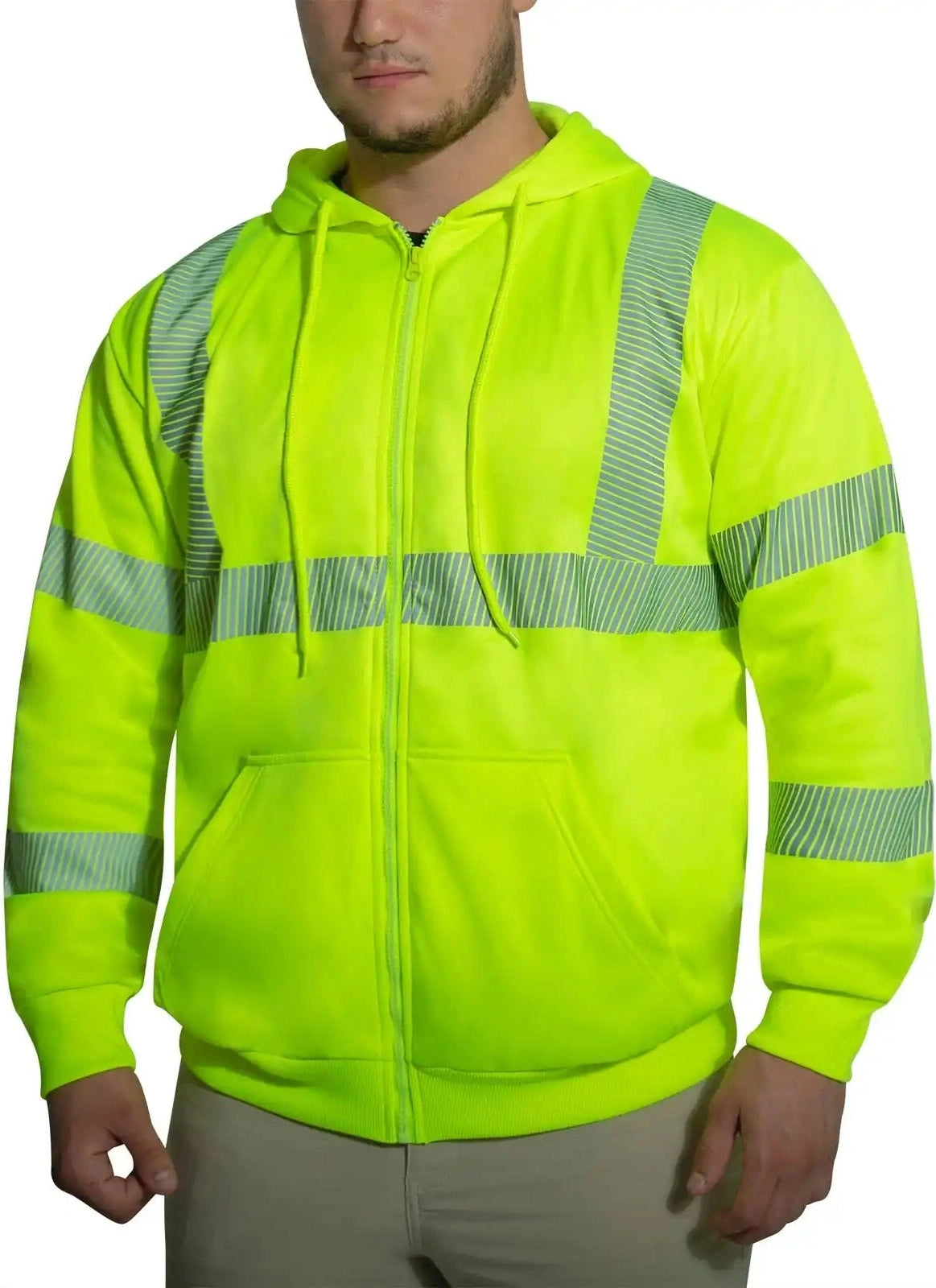 Rothco Hi Vis Performance Zipper Sweatshirt Safety Green