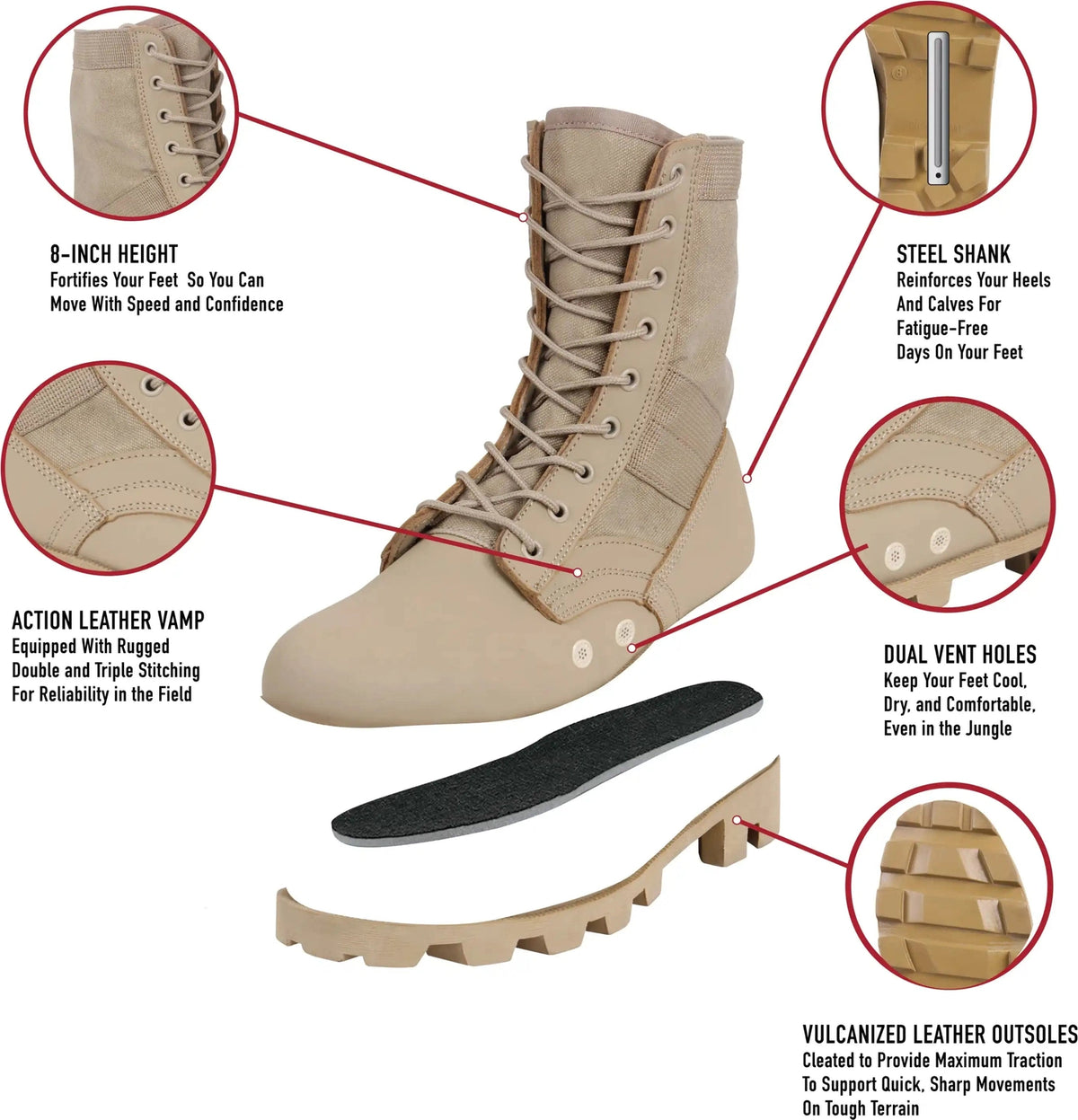 Rothco Jungle Boots - 8 Inch