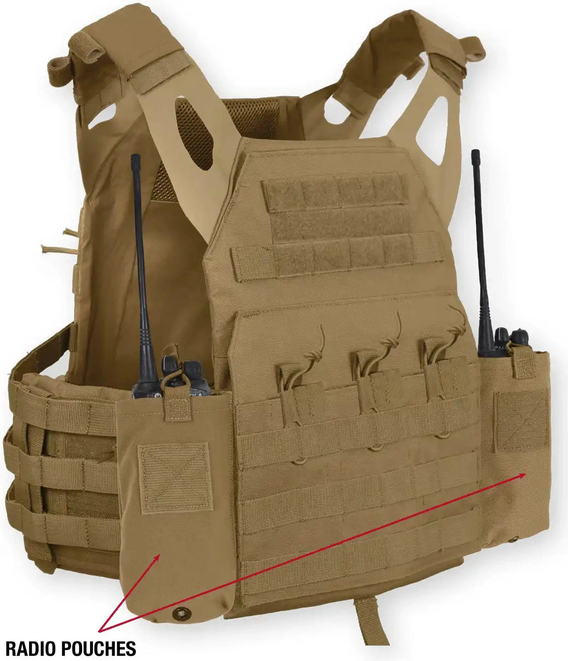 Rothco Lacv (lightweight Armor Carrier Vest) Side Radio Pouch Set - Coyote Brown