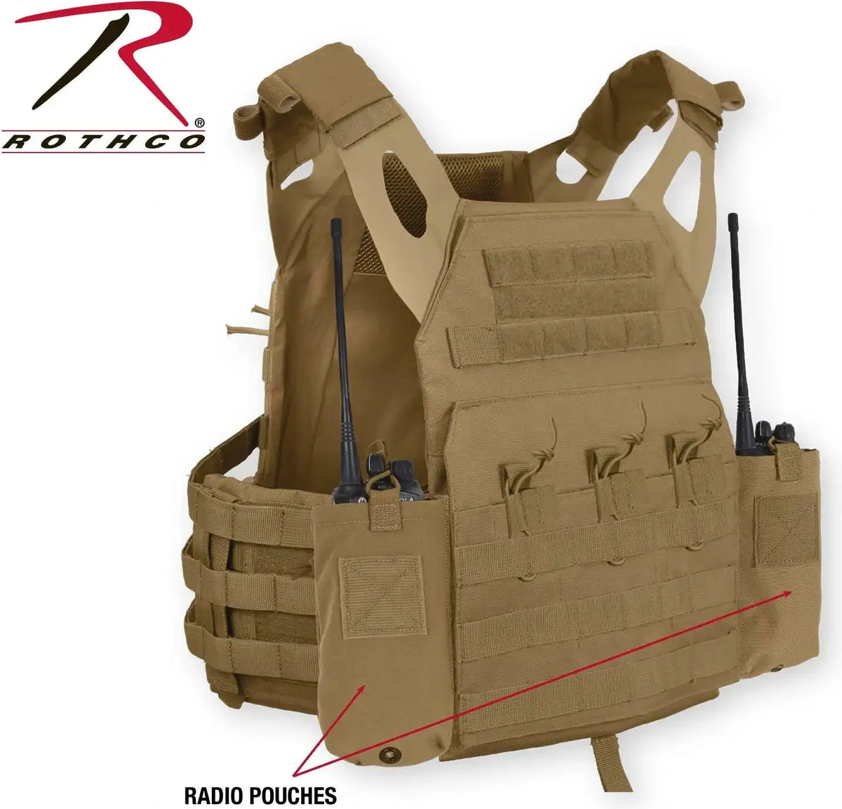 Rothco Lacv (lightweight Armor Carrier Vest) Side Radio Pouch Set - Coyote Brown