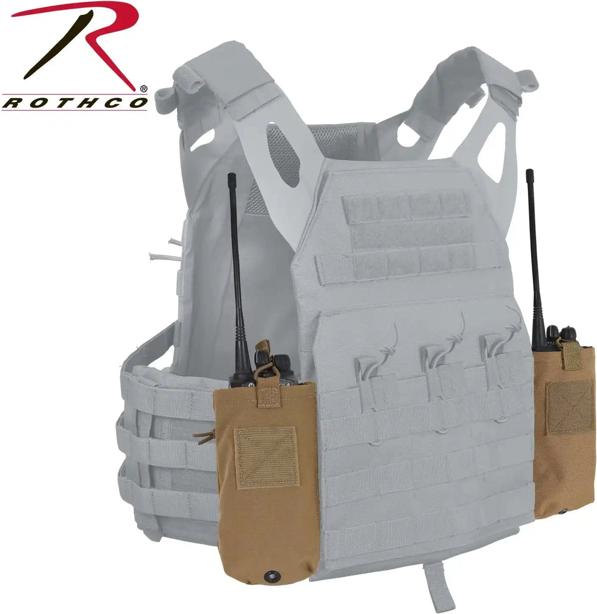 Rothco Lacv (lightweight Armor Carrier Vest) Side Radio Pouch Set - Coyote Brown