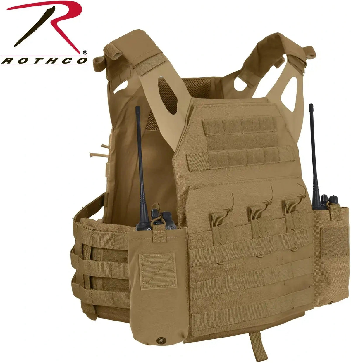 Rothco Lacv (lightweight Armor Carrier Vest) Side Radio Pouch Set - Coyote Brown