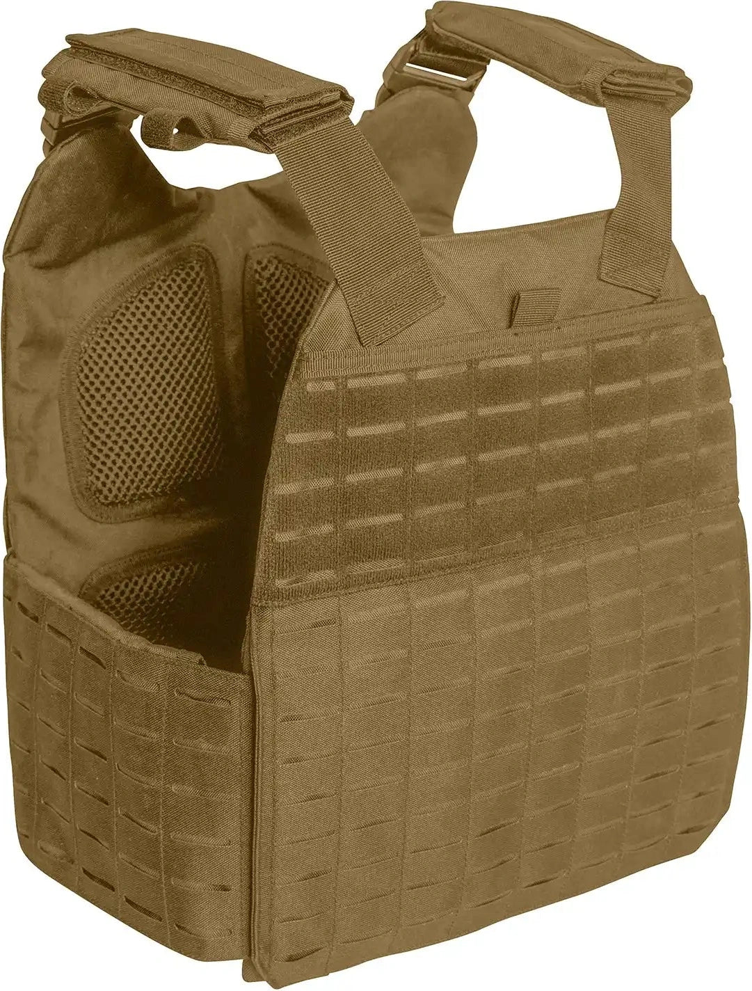 Rothco Laser Cut Molle Plate Carrier Vest - Coyote Brown / Regular