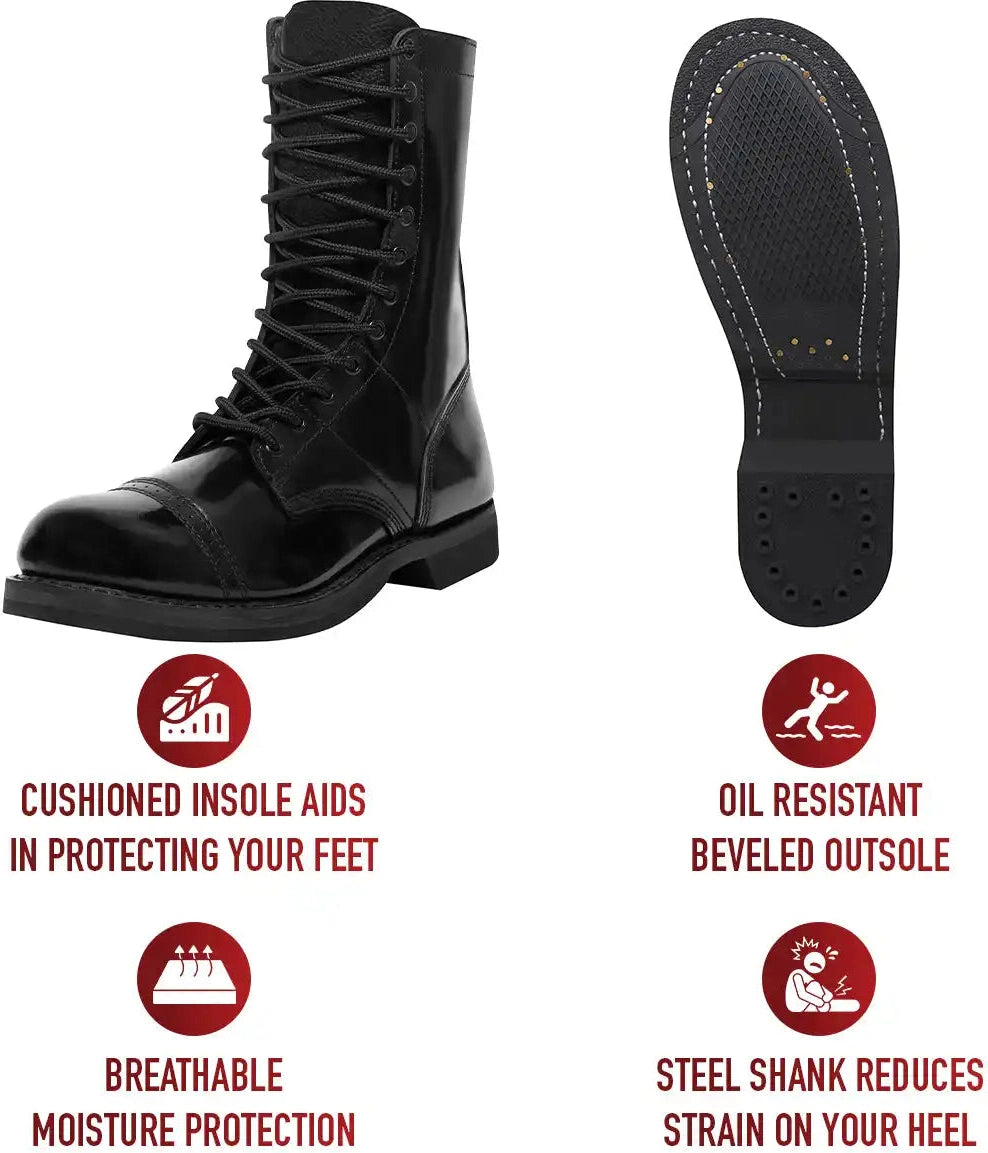 Rothco Leather Jump Boot 10 Inch Black / 6