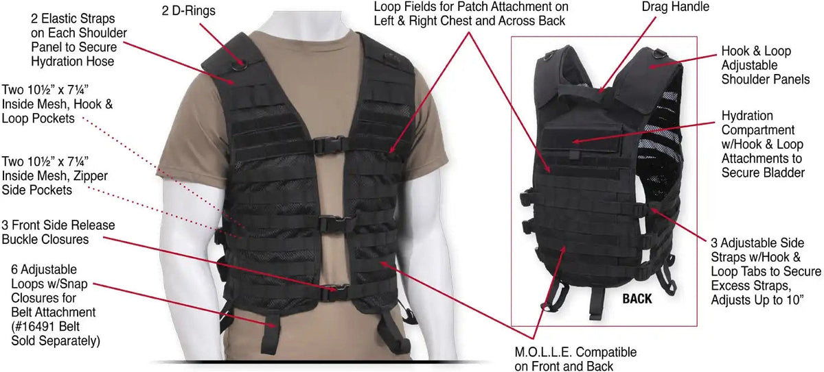 Rothco Lightweight Molle Utility Vest Black