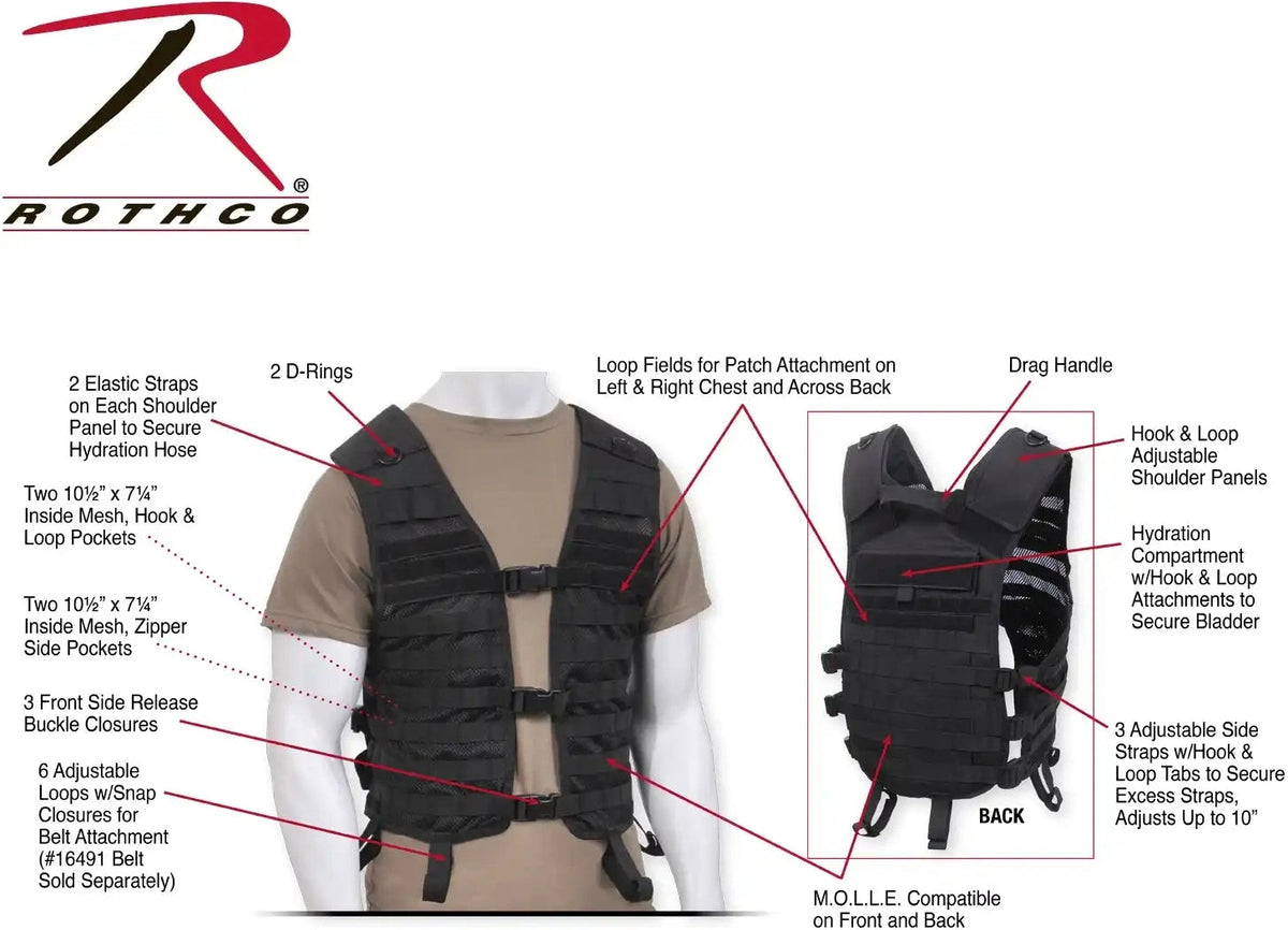 Rothco Lightweight Molle Utility Vest Black