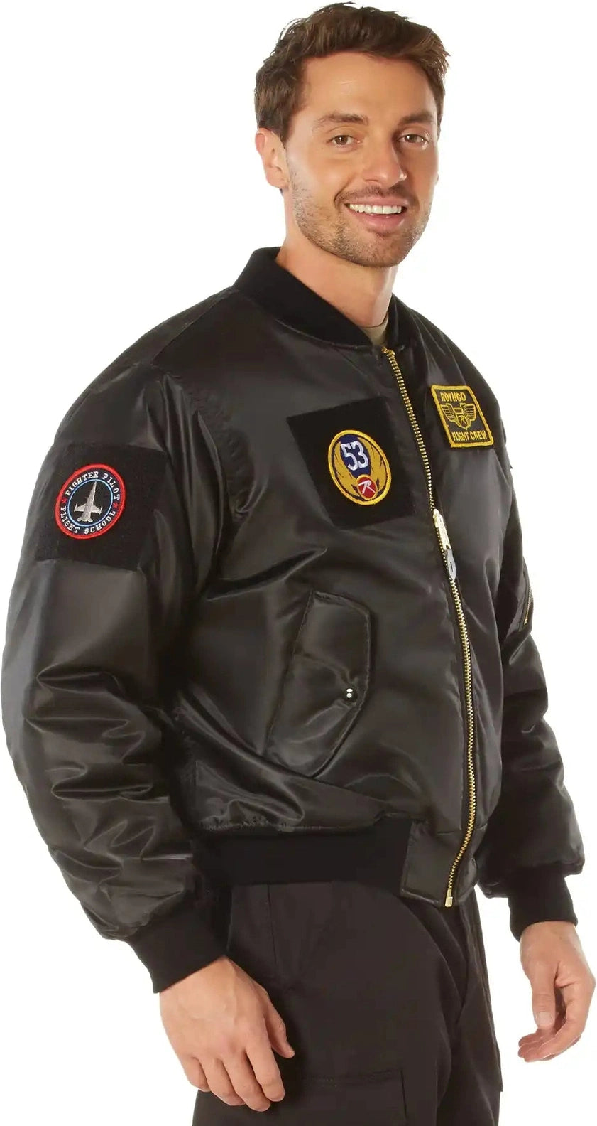 Rothco Ma-1 Flight Jacket with Patches - Black / Xs