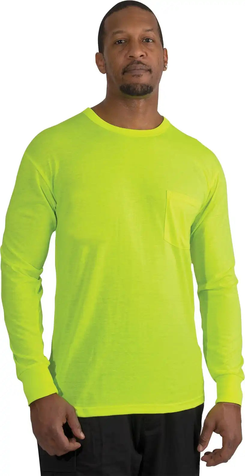 Rothco Moisture Wicking Long Sleeve Pocket T-shirt - Safety Green - s