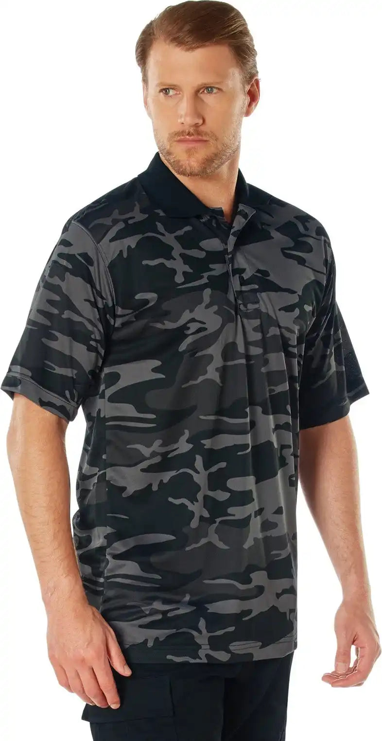 Rothco Moisture Wicking Polo Shirt - Black Camo / s