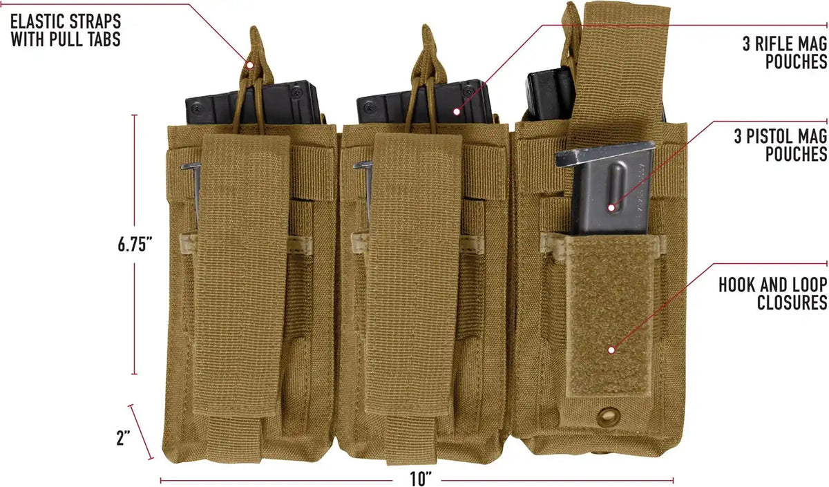 Rothco Molle Triple Kangaroo Rifle and Pistol Mag Pouch