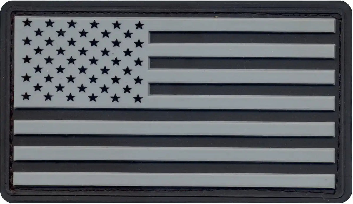 Rothco Pvc us Flag Patch with Hook Back - Black / Silver / Bulk Packaging / one Size