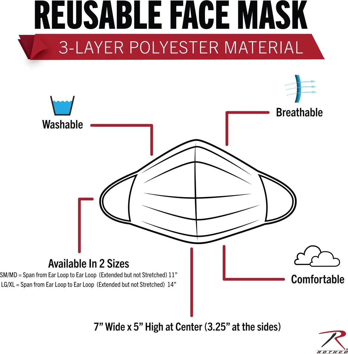 Rothco Reusable 3 Layer Face Mask